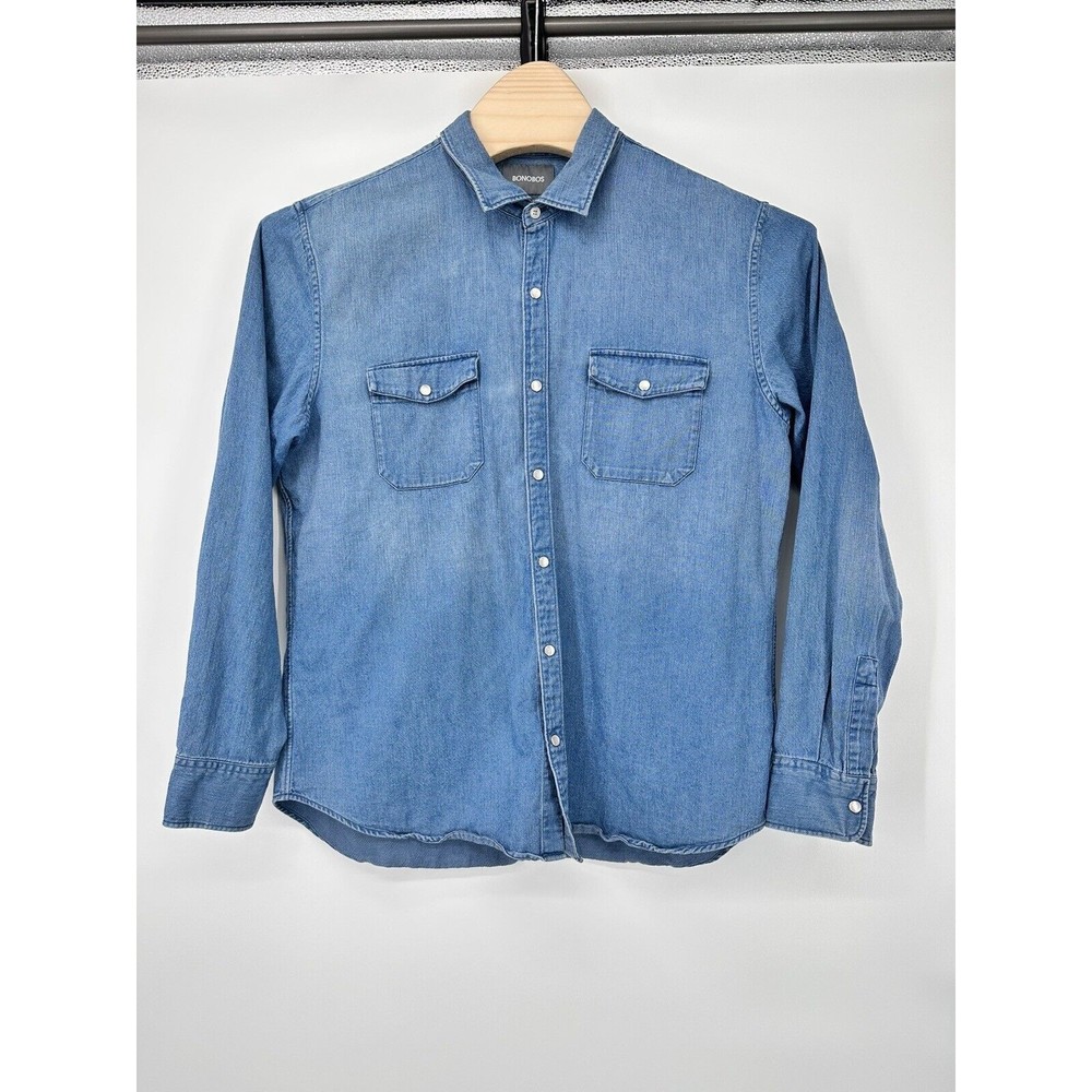 Bonobos Western Pearl snap on Denim slim fit shirt size XXL light